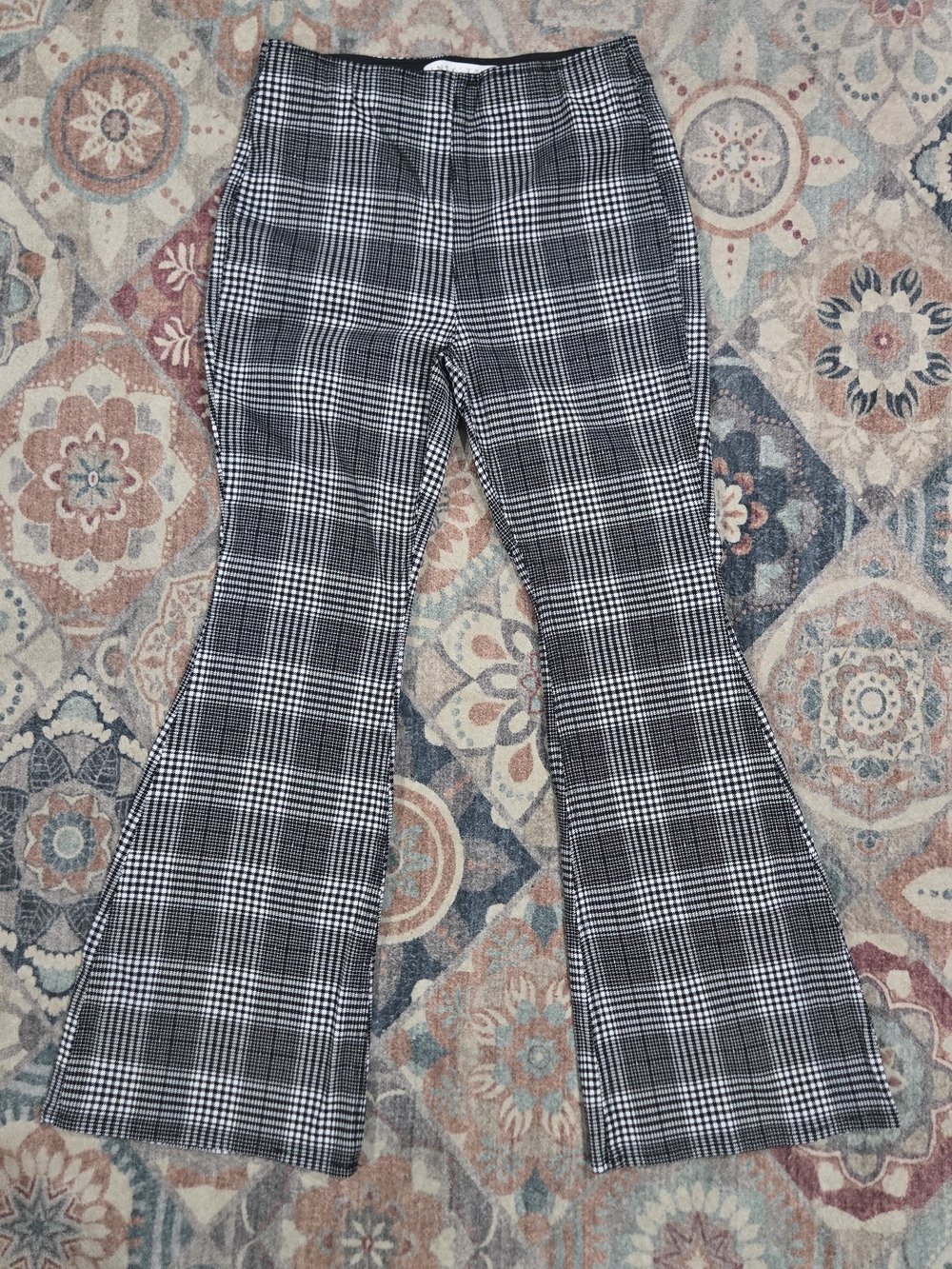 Tinseltown Black & White Plaid Pull On Dark Academia Mod Retro Flare Pants